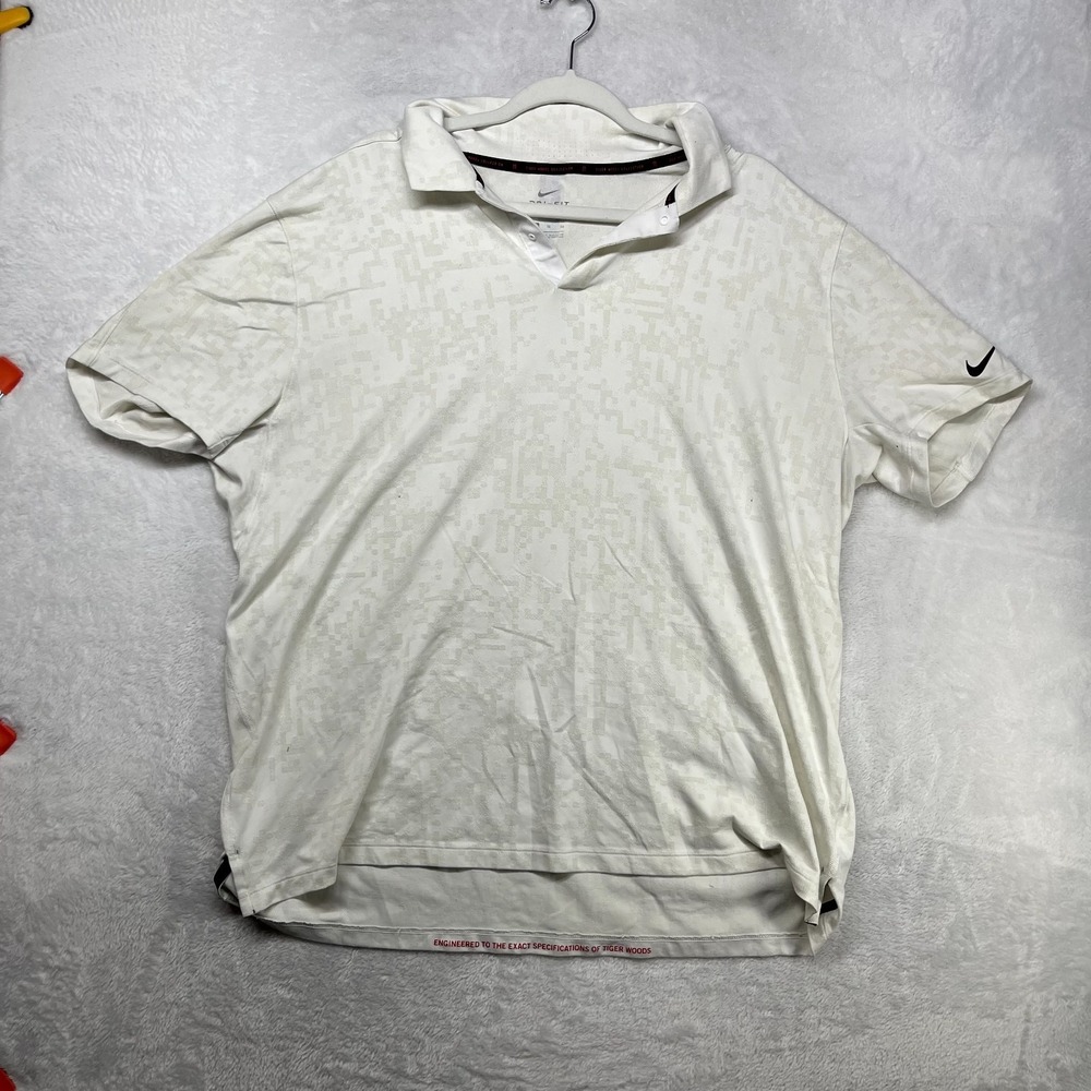 Nike Dri-Fit Tiger Woods Golf Polo Shirt Mens White Digital Camo Classic - XL